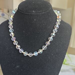 Elegant Crystal Beaded Necklace AB With Match8ng Earrings
